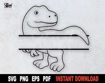 T-Rex dinosaurie split monogram SVG: Klipp fil Clipart (Direkt nedladdning)