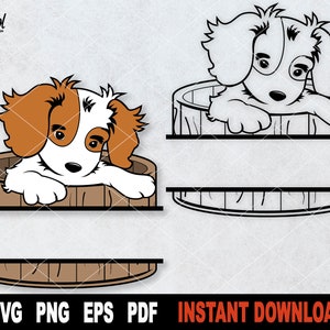 Cute Puppy SVG- Split Name Frame, Dog SVG File For Cricut, Silhouette, Layered & Outline, Clipart, Vector Cut File  Instant Digital Download