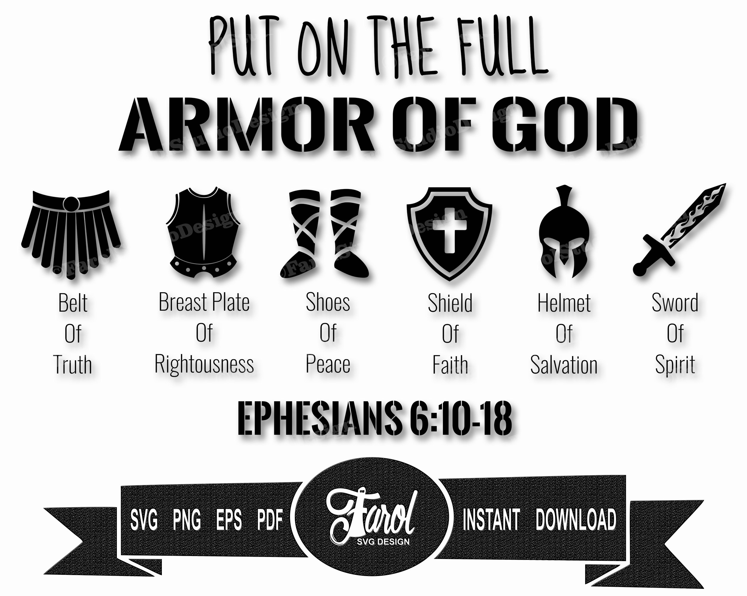 Armor of God SVG Belt of Truth Sword of the Spirit Shoes of Etsy