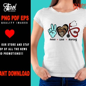 Peace Love Nursing SVG, Nurse SVG, Heart Stethoscope SVG - Nurse ...