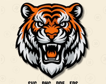 Tigerhuvud SVG-vektor: Cricut, Silhouette och mer (digital nedladdning)