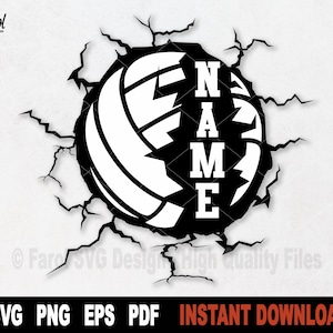 Cracked Volleyball SVG: Sport Vector Clipart, PNG Art (Digital Download)