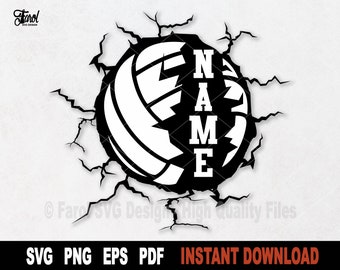 Voleibol agrietado SVG: Clipart vectorial deportivo, arte PNG (descarga digital)