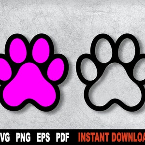 Hond Paw Svg, Paw Print Svg Cut File Cricut, Silhouet, Dog Paw Png, Dog Paw Outline Vector Clipart- Instant Digitale Download