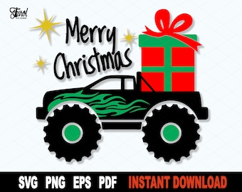 Christmas Monster Truck SVG: Car Clipart for Cricut, Silhouette (Digital Download)