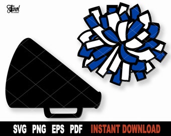 Cheerleader Megaphone & Pom Pom SVG: Cheer Cut File (Digital Download)