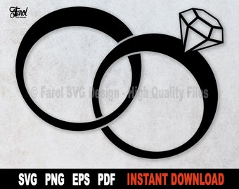 Archivo SVG de anillo de diamantes: Archivo de corte de anillo de compromiso de boda (descarga digital)