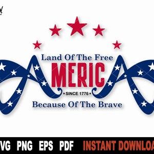 Amerika Land der freien wegen der tapferen SVG-Datei für Cricut, Silhouette, 4. Juli SVG Clipart, Png Sublimation - digitaler Download