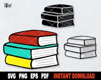 Bokstapel SVG-klippfil: Skola och högskola Clipart (digital nedladdning)