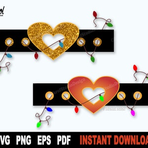 Santa Belt Heart SVG: Christmas Lights Cut File (Digital Download)