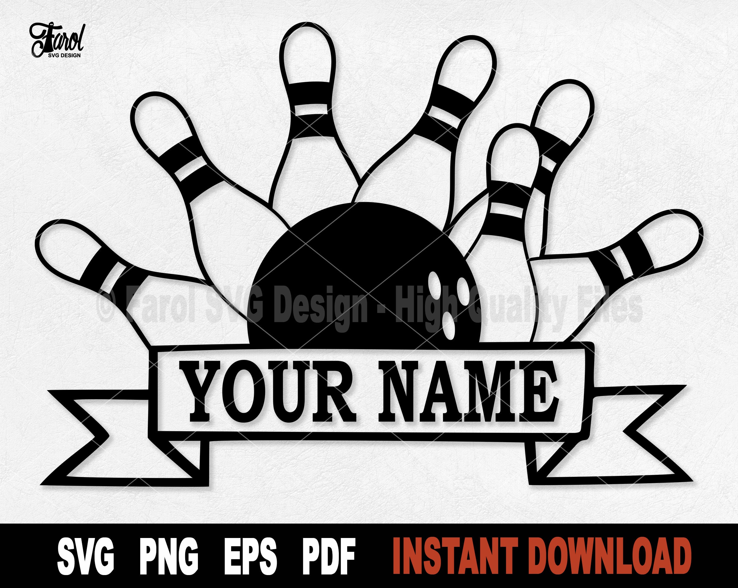 Bowling Pin Split Monogram SVG: Sport Clipart, Name Frame (digital ...