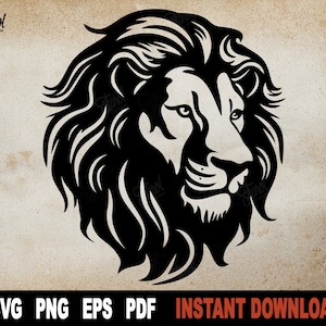 León svg, cabeza de león archivos svg para Cricut, silueta, león de Judá svg, animal vector clipart, png diseño de arte- descarga digital instantánea