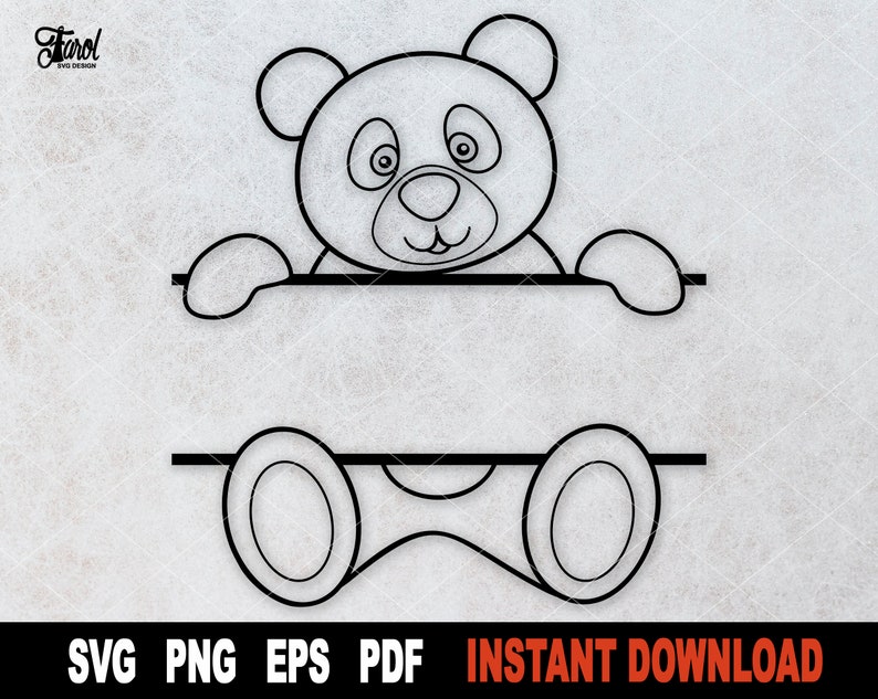 Panda Bear SVG Split Name Frame SVG Outline Bear Svg File | Etsy