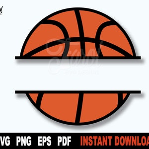 Fichier de coupe SVG de basket-ball, cadre de nom de basket-ball, fichier SVG de monogramme divisé pour Cricut, Silhouette, Clipart Sport - Téléchargement numérique instantané