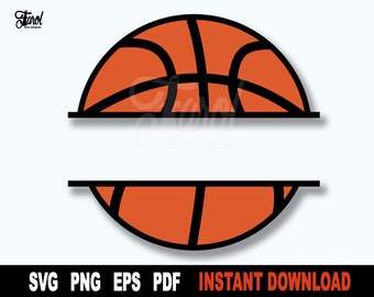 Basketball SVG Cut File: Split Monogram Name Frame (Digital Download)