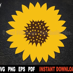 Girasol SVG, Archivo Svg de flores para Cricut, Silueta, Svg floral, Vector de girasol, Imágenes prediseñadas de la naturaleza- Descarga digital instantánea