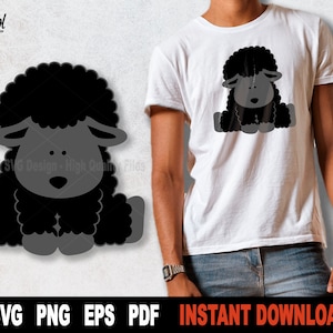 Plik Svg do cięcia Black Sheep, plik Svg Sheep dla Cricut, sylwetka, clipart wielkanocny, wektor zwierzęcy, sublimacja — natychmiastowe pobieranie cyfrowe
