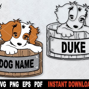 Dog SVG File For Cricut, Silhouette, Layered & Outline, Cute Puppy SVG- Name Frame, Clipart, Vector Cut File  Instant Digital Download