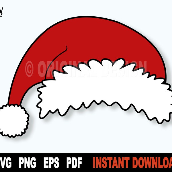 Santa Hat SVG, fichiers svg de Noël pour Cricut, Silhouette, vecteur Svg coupe fichier et PNG pour sublimation-téléchargement numérique instantané