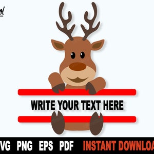 Rendieren Svg, Kerstmis Svg, Split Monogram Svg, rendieren Svg-bestanden voor Cricut, silhouet, vakantie Svg Vector Clipart-digitale download
