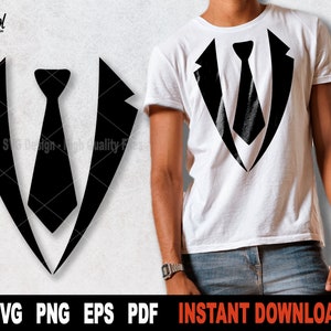 Smoking SVG, File SVG di smoking per Cricut, Silhouette nera, Cravatta File di taglio Svg, Clipart di forme, Sublimazione Png - Download digitale istantaneo