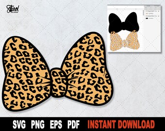 Archivo SVG de lazo de leopardo: Clipart imprimible de 2 capas (descarga digital)