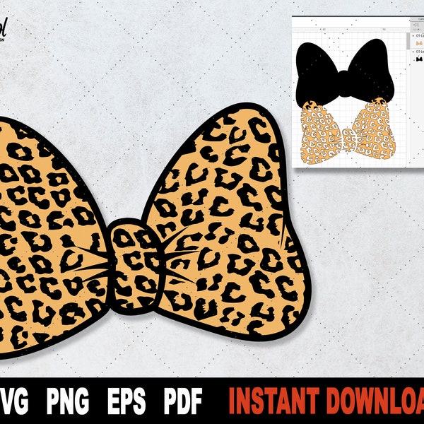 Bow SVG File For Cricut, Leopard Bow Cut file, 2 Layers, Printable Clipart- Instant Digital Download