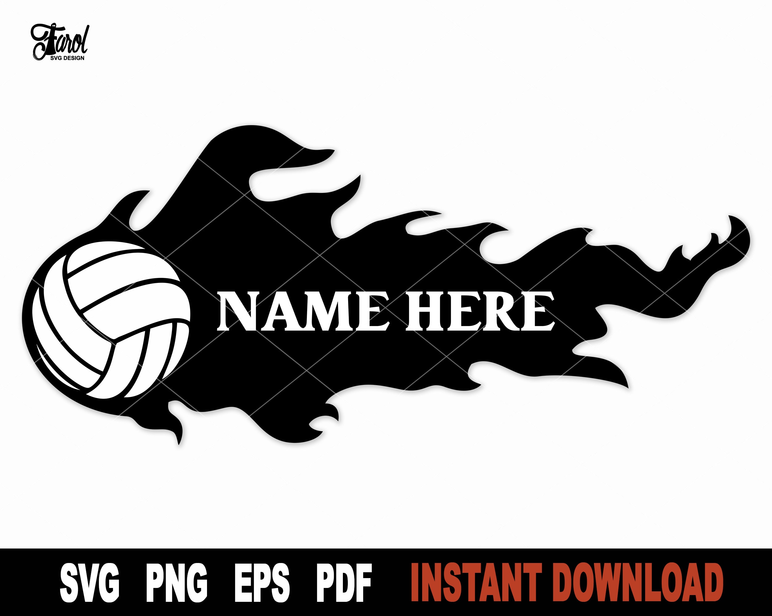 Volleyball SVG Volleyball With Flames of Fire Svg File for Etsy