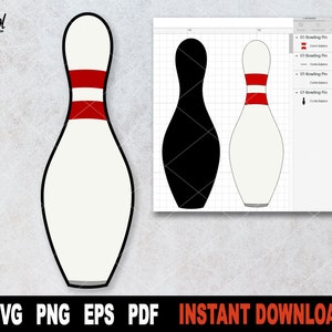 Bowling Pin-Svg-Datei, Bowling Pin-Svg-Datei für Cricut, Sport Clipart, SVG-Png-Pdf-Eps-Dateien - sofortiger digitaler Download