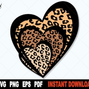 Cuore SVG, Leopard Heart SVG File per Cricut, Leopard Print SVG, Valentines Day Svg Cut File, Love Svg, Clipart - Instant Digital Download