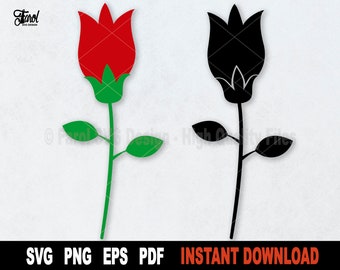 Roos SVG: bloemengesneden bestand voor Cricut, silhouet (digitale download)