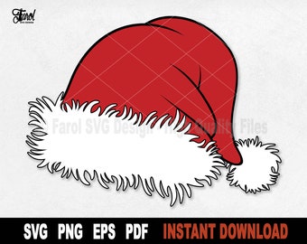 Gorro de Papá Noel SVG: Clipart navideño para Cricut y Silhouette (Descarga digital)