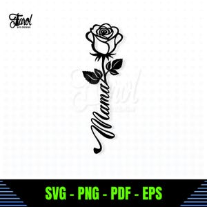 Mama Flower SVG | Arquivo Mama SVG | Design de camiseta para o Dia das Mães | Mom Rose SVG | Download digital instantâneo