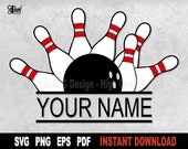 Bowling Split Monogram Svg: Sport Clipart, Name Frame (Digital Download)
