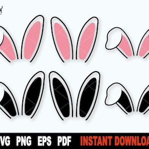 Bunny Ears SVG Bundle, Bunny Ears Svg File For Cricut, Silhouette, Easter SVG Clipart, Ears Cut File, Spring Svg - Instant Digital Download