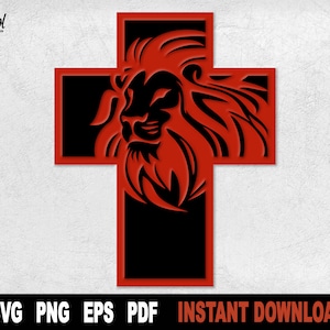 Lion of Judah Cross SVG: Christian Clipart (Digital Download)