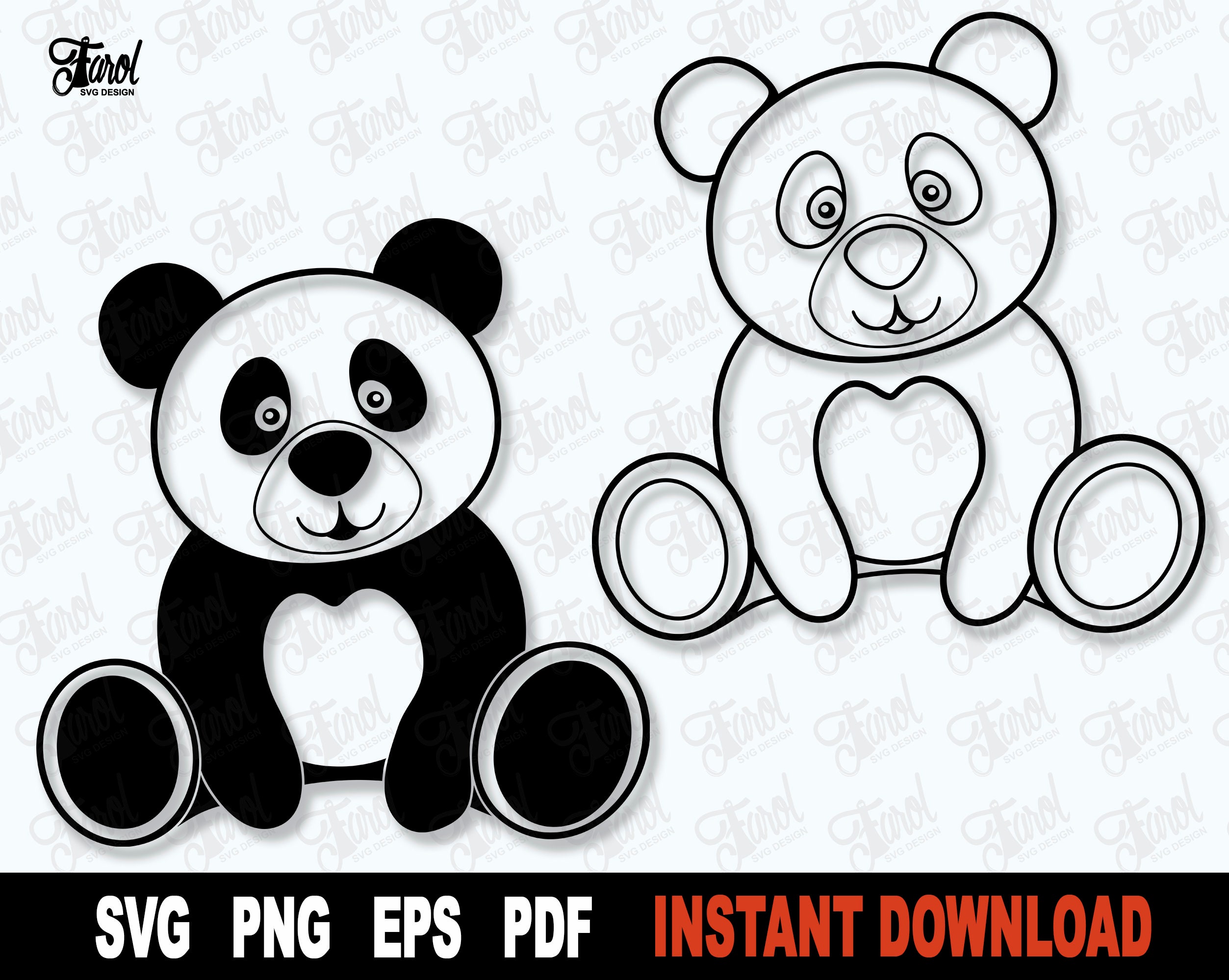 Panda SVG Bear Outline Svg Panda Bear SVG File for Cricut - Etsy