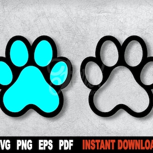 Blue Paw Print Svg, Dog Paw svg Cut File, SVG File For Cricut, PNG File For Sublimation - Digital Download