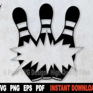 Bowling Pin Svg Cut File, Black Bowling Split Monogram Svg File For Cricut, Sport Clipart, Name Frame Svg, Png - Instant Digital Download