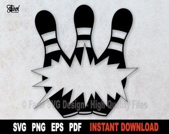 Bowling Pin Split Monogram SVG: Sport Clipart, Name Frame (Digital Download)