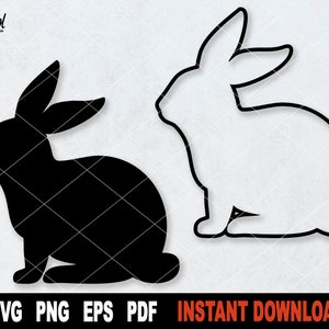 Fichier SVG de forme de lapin de Pâques pour cricut, silhouette, lapin vectoriel de Pâques SVG clipart cut file, sublimation png- téléchargement numérique instantané