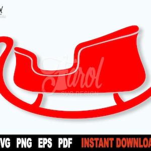 Plik SVG z saniami Świętego Mikołaja - Plik SVG z saniami świątecznymi dla Cricut - clipart sanie - Pobieranie cyfrowe