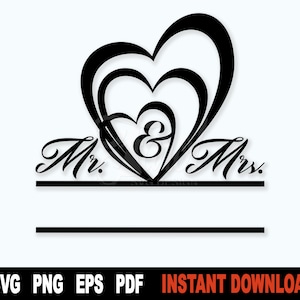 De heer en mevrouw Split Monogram Svg Bestand voor Cricut Bruiloft Svg Verloving Svg Huwelijk Svg De heer en mevrouw Sublimatie PNG - Instant Digital Download
