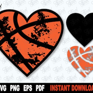 Grunge Heart Basketball SVG | Distressed Sports Design | Heart Basketball Cut File | Cricut & Silhouette | Instant Download