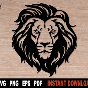 ライオン SVG、Cricut 用ライオン ヘッド SVG ファイル、動物ベクター クリップアート、PNG アート デザイン - インスタント デジタル ダウンロード