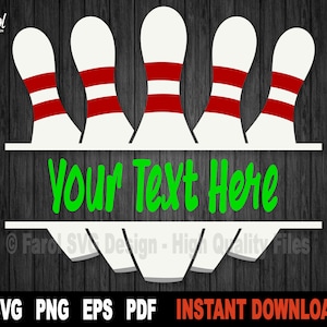Bowling Pin Split Monogram SVG: Sport Clipart, Name Frame (Digital Download)