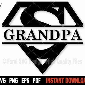 Grand-père SVG, Super grand-père Split nom cadre Svg, fichier SVG fête des pères pour Cricut, Silhouette, fichier coupe Svg, clipart vectoriel - téléchargement numérique