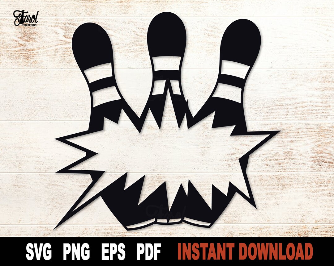Bowling Pin Split Monogram SVG: Sport Name Frame Cut File (digital ...