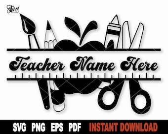 Teacher SVG File for Cricut & Silhouette | Teacher Split Monogram | Back to School Clipart | Digital Download