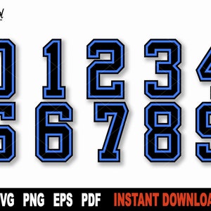 Sport Zahlen SVG Bundle, Sport Jersey SVG-Datei für Cricut, Silhouette, SVG geschnitten Datei, Vektor Clipart, Shirt Print - sofortiger digitaler Download
